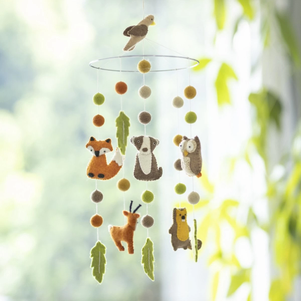 Mobiel Bosdiertjes - 21cm - Vilten Figuren - BeYoona - Fairtrade - Decoratie Voor Boven Bed, Box Of Als Babykamer Accessoire - Afbeelding 2