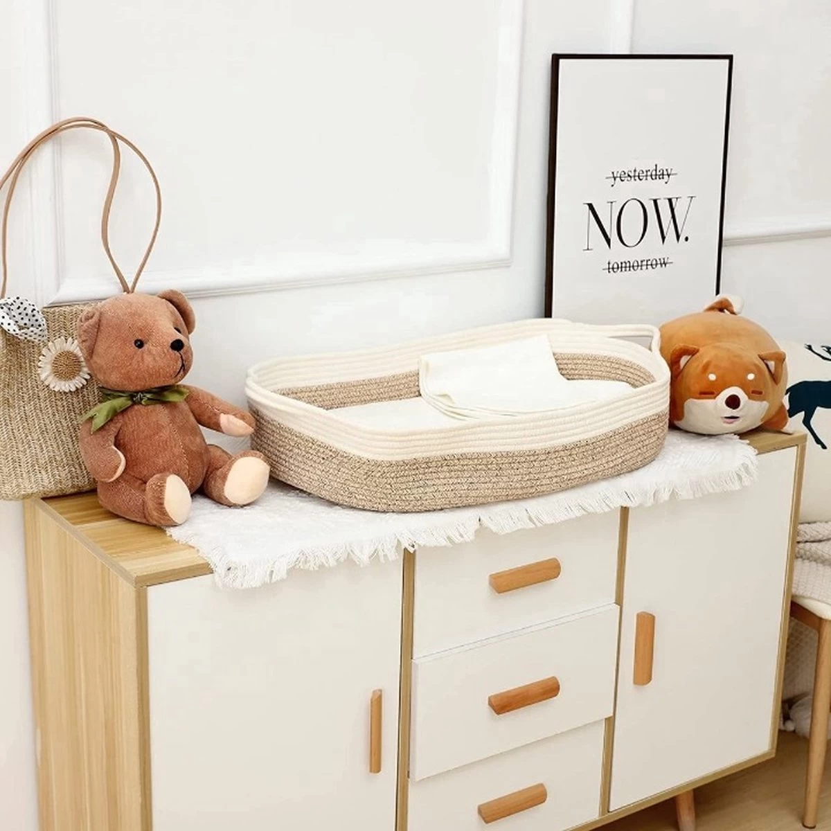 ADSafety - Luxe Verschoonmand - Incl. Matras En Hoes - Aankleedkussen - Mozes Mand - Babykamer - Commode - Babyshower - Beige - Afbeelding 2