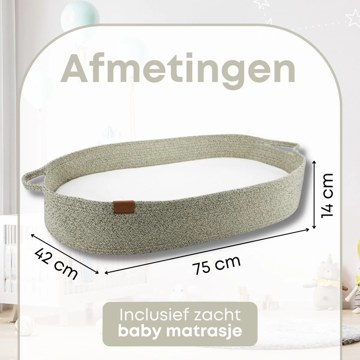 Keufens Verschoonmand XL | 75 X 40 Cm | Crèmekleurig | Aankleedkussen | Inclusief Matras | Grote Verschoonmand | Verschoningsmand Opvouwbaar | Mozes Mand | Babyshower Cadeau - Afbeelding 3