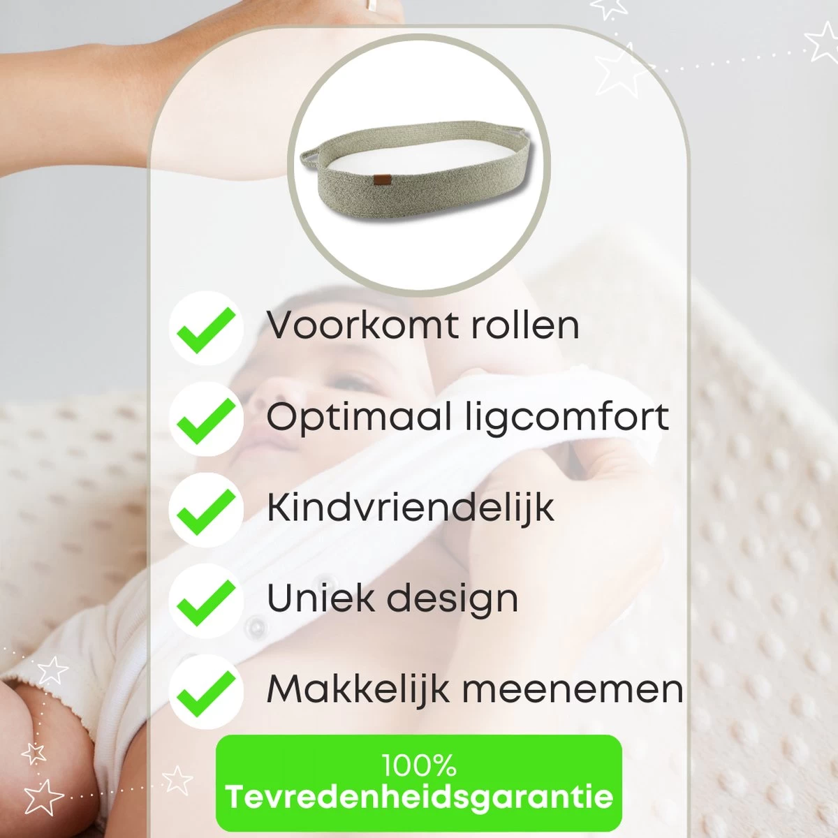 Keufens Verschoonmand XL | 75 X 40 Cm | Crèmekleurig | Aankleedkussen | Inclusief Matras | Grote Verschoonmand | Verschoningsmand Opvouwbaar | Mozes Mand | Babyshower Cadeau - Afbeelding 6