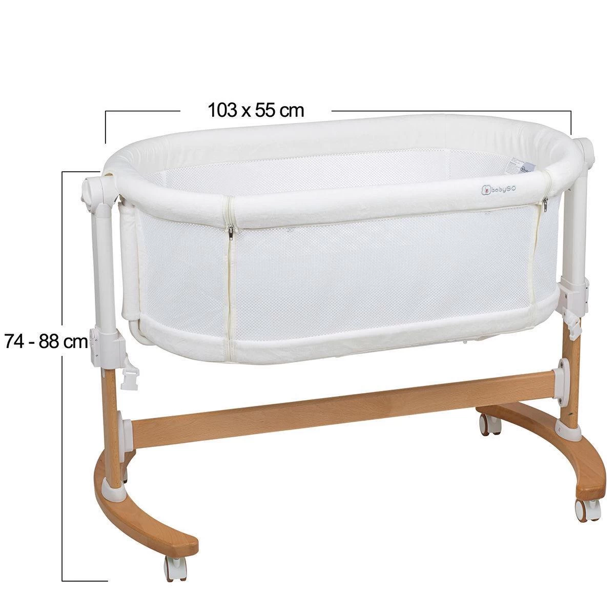 BabyGO Co Sleeper Wieg Met Schommelfuntie Amila Creme - Afbeelding 6