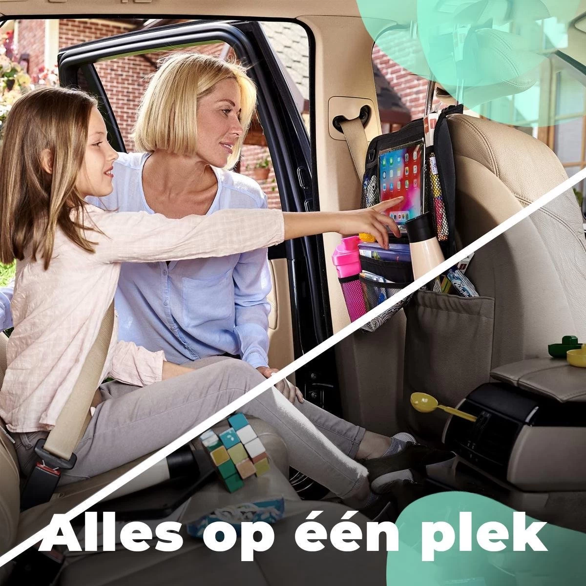 Essential Goods Autostoel Organizer - Inclusief IPadhouder - Opbergtas Auto - Multifunctioneel - Autostoelaccessoires 2 Stuks - Afbeelding 7