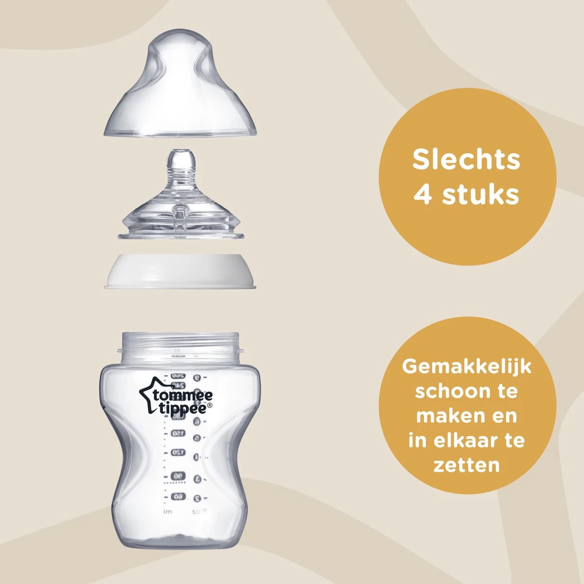 Tommee Tippee Closer To Nature- Zuigflessen - Anti-koelik Ventiel - 260 Ml- Pak Van 6 Stuks - Doorzichtig - Afbeelding 3