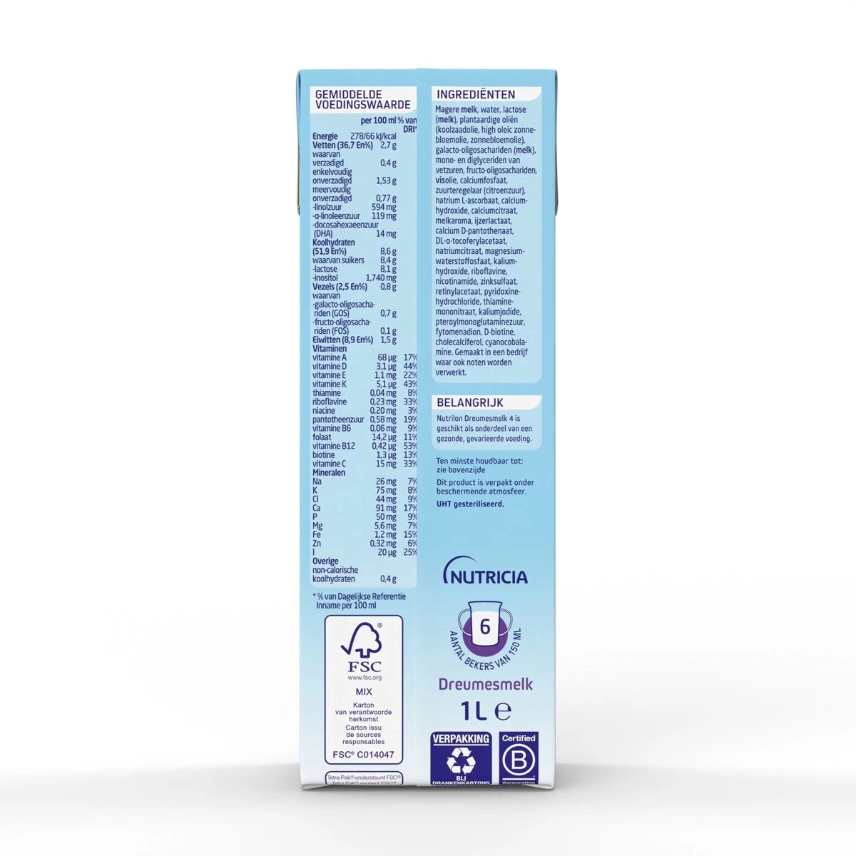 Nutrilon 4 Dreumesmelk Kant & Klaar - Vanaf 1 Jaar - 4 X 1L - Afbeelding 8