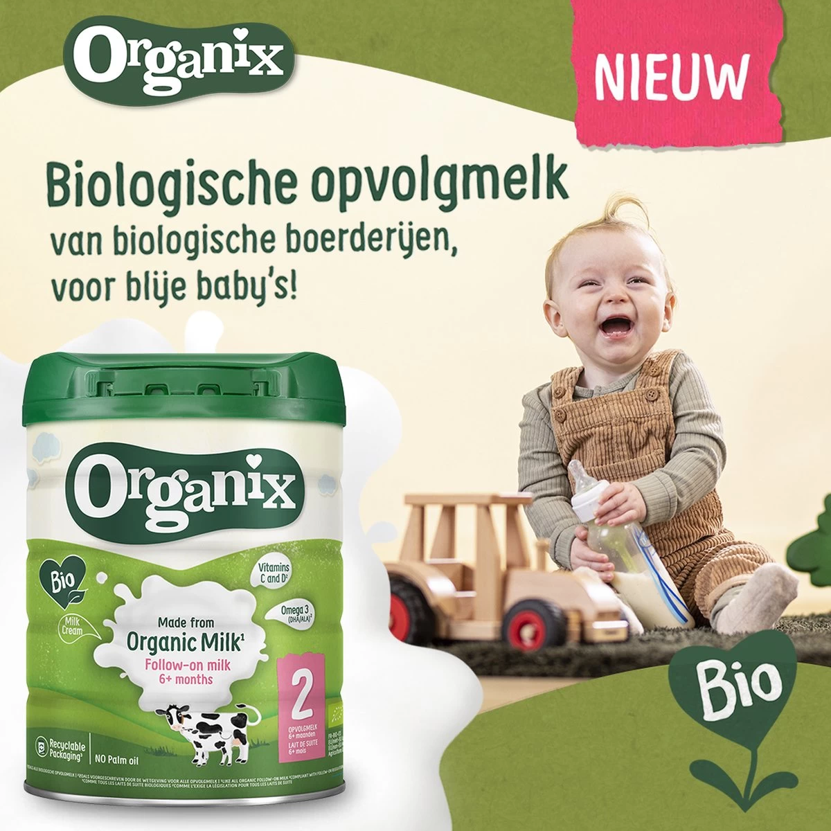 Organix 2 (6+ Maanden) Biologische Opvolgmelk - 3x 700g - Met Melkvet - Zonder Palmolie - Bevat Vitamines C & D - Biologische Flesvoeding - Recyclebare Verpakking - Afbeelding 3