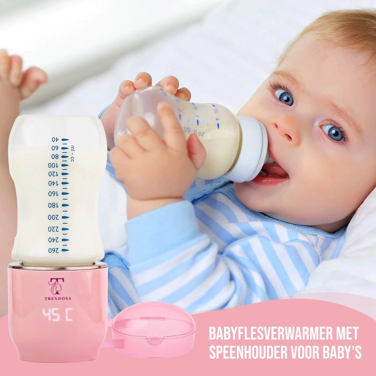 Trendosa Flessenwarmer Set - Draagbare Baby Flessenwarmer Voor Onderweg- Incl Speendoosje - Roze - Afbeelding 4