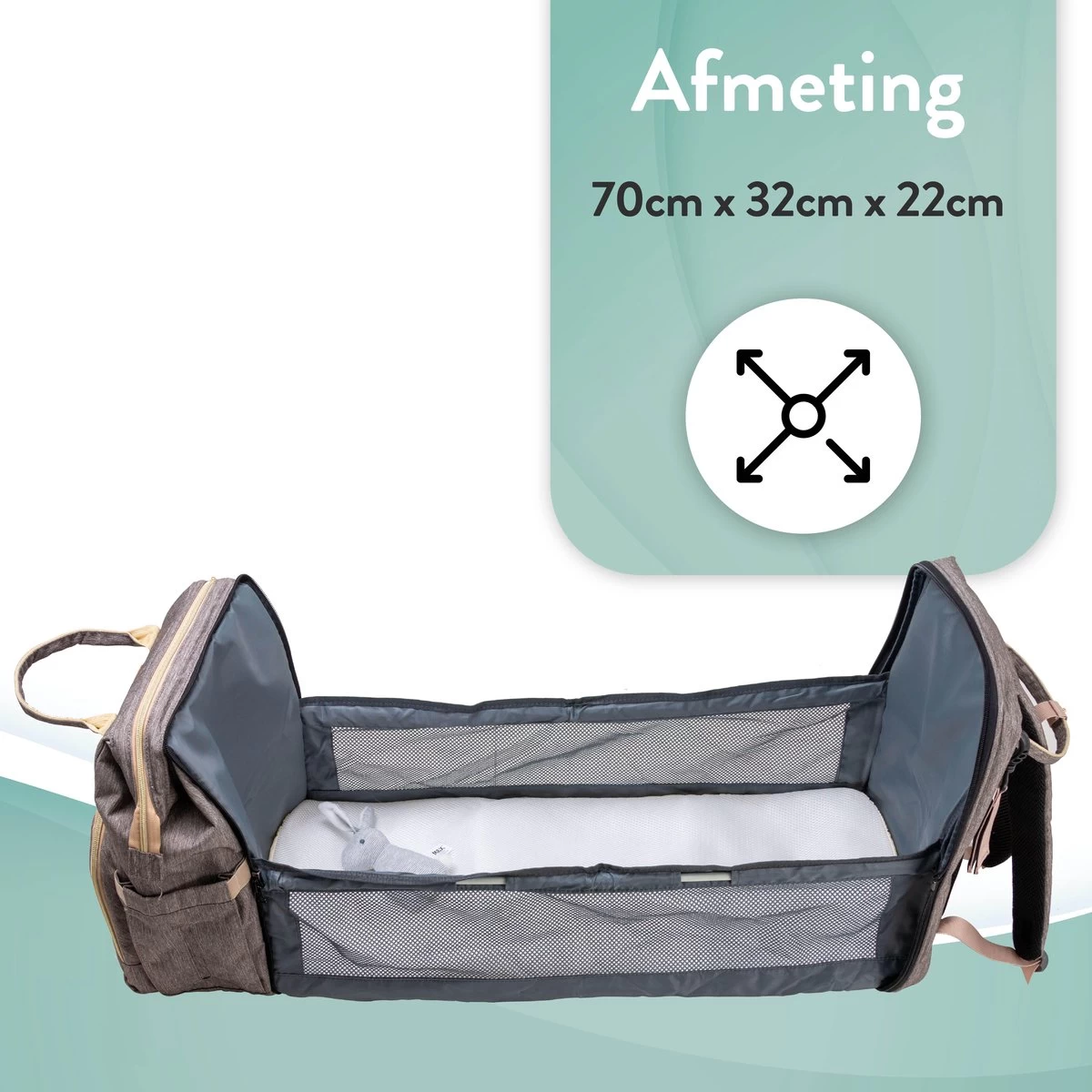 Luiertas Rugzak - Monx Luiertas Verzorgingstas Met Uitklapbaar Babybedje - Overzichtelijke Luierrugzak Extra Buggy En Kinderwagen Haken Inclusief Geïsoleerde Flessenhouder - Grijs - Afbeelding 2