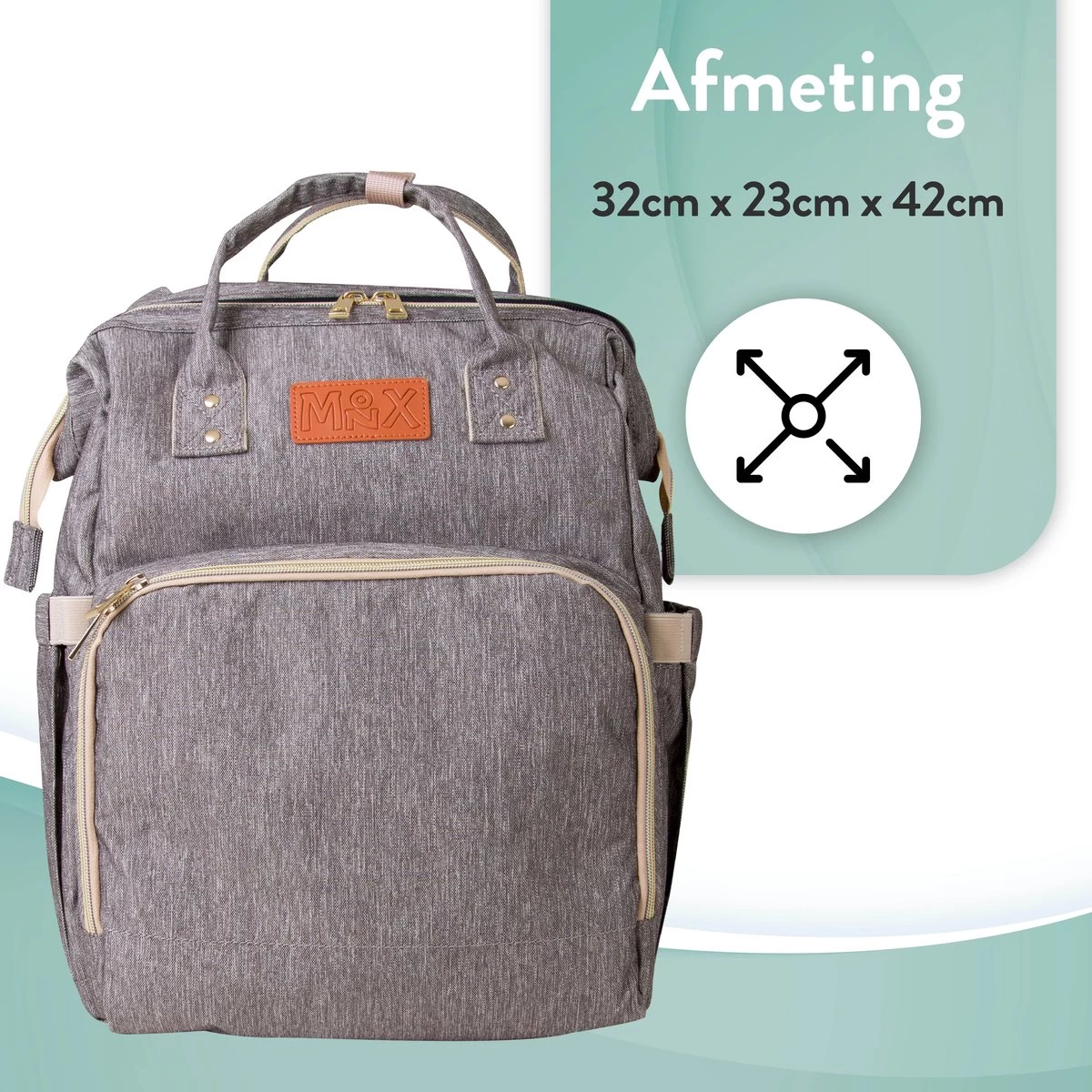 Luiertas Rugzak - Monx Luiertas Verzorgingstas Met Uitklapbaar Babybedje - Overzichtelijke Luierrugzak Extra Buggy En Kinderwagen Haken Inclusief Geïsoleerde Flessenhouder - Grijs - Afbeelding 3