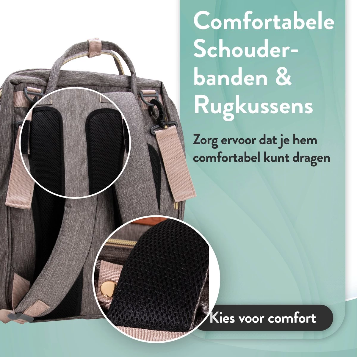 Luiertas Rugzak - Monx Luiertas Verzorgingstas Met Uitklapbaar Babybedje - Overzichtelijke Luierrugzak Extra Buggy En Kinderwagen Haken Inclusief Geïsoleerde Flessenhouder - Grijs - Afbeelding 4