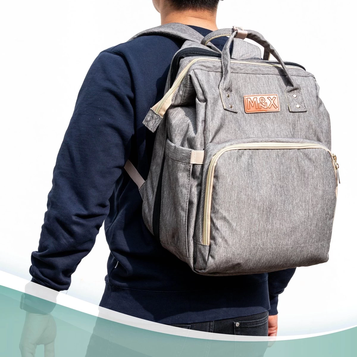 Luiertas Rugzak - Monx Luiertas Verzorgingstas Met Uitklapbaar Babybedje - Overzichtelijke Luierrugzak Extra Buggy En Kinderwagen Haken Inclusief Geïsoleerde Flessenhouder - Grijs - Afbeelding 7