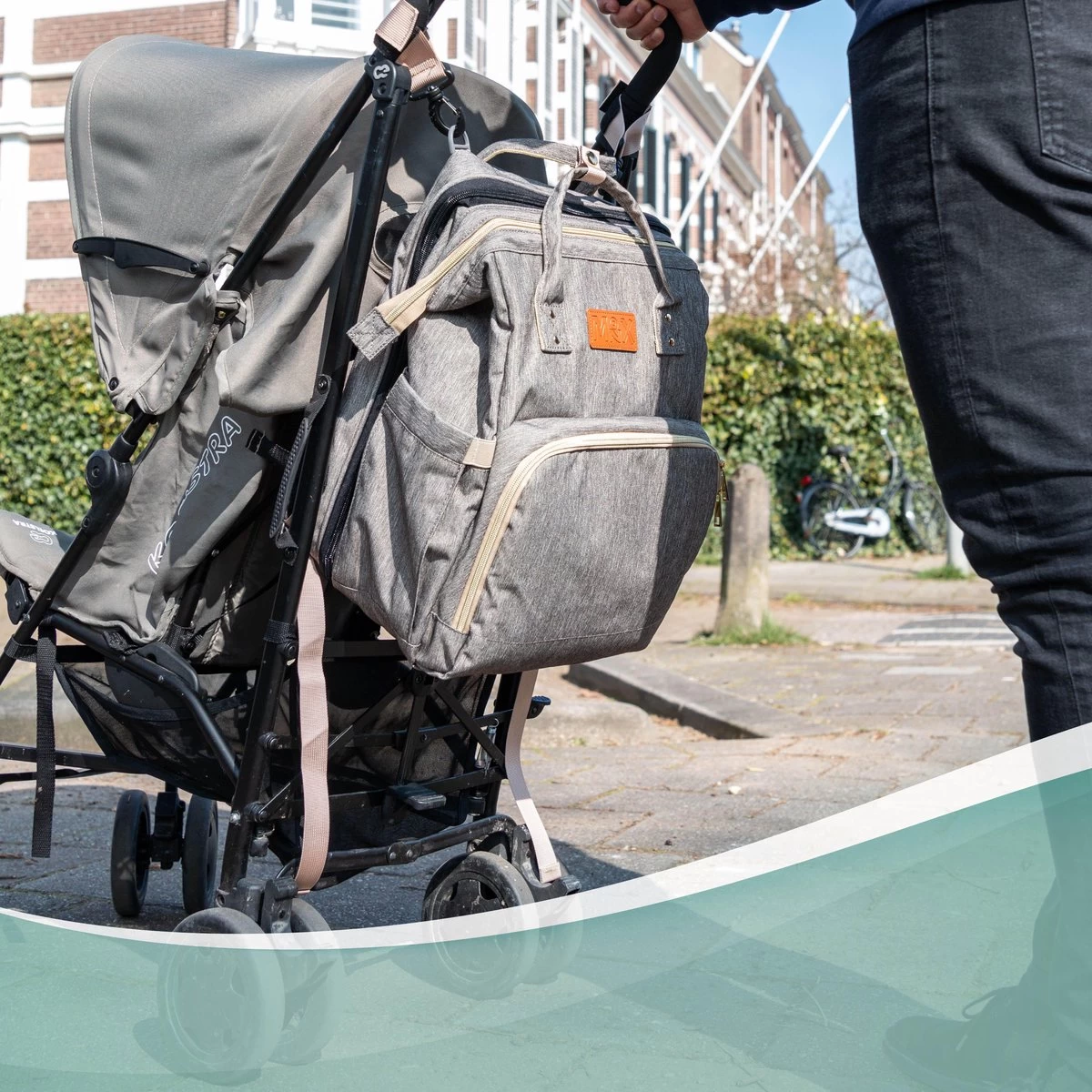 Luiertas Rugzak - Monx Luiertas Verzorgingstas Met Uitklapbaar Babybedje - Overzichtelijke Luierrugzak Extra Buggy En Kinderwagen Haken Inclusief Geïsoleerde Flessenhouder - Grijs - Afbeelding 8