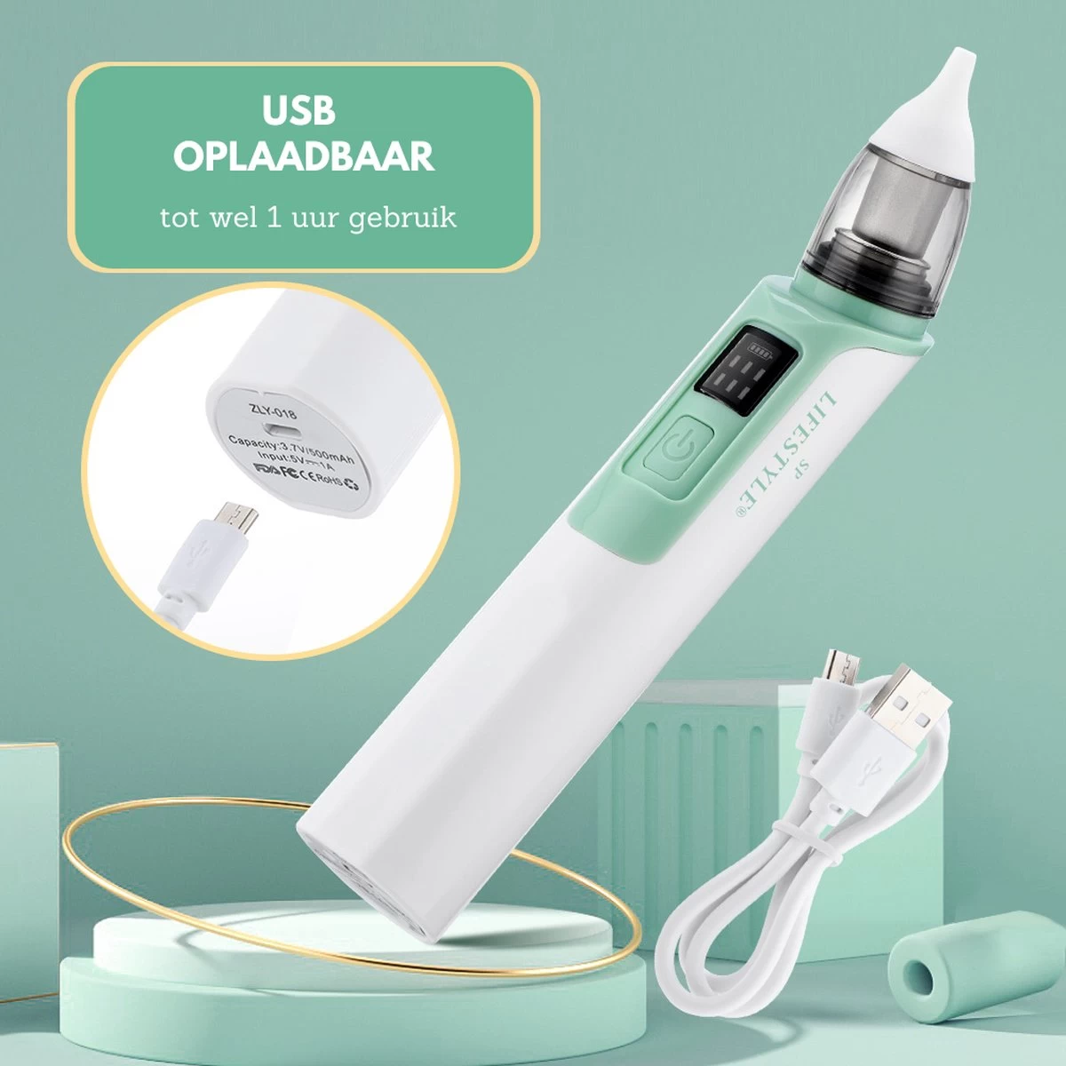 SP Lifestyle ® Neusreiniger Baby - Elektrische Neuszuiger Met USB - Snoetenpoetsers - Snotzuiger Baby - 6 Verschillende Standen - Afbeelding 7