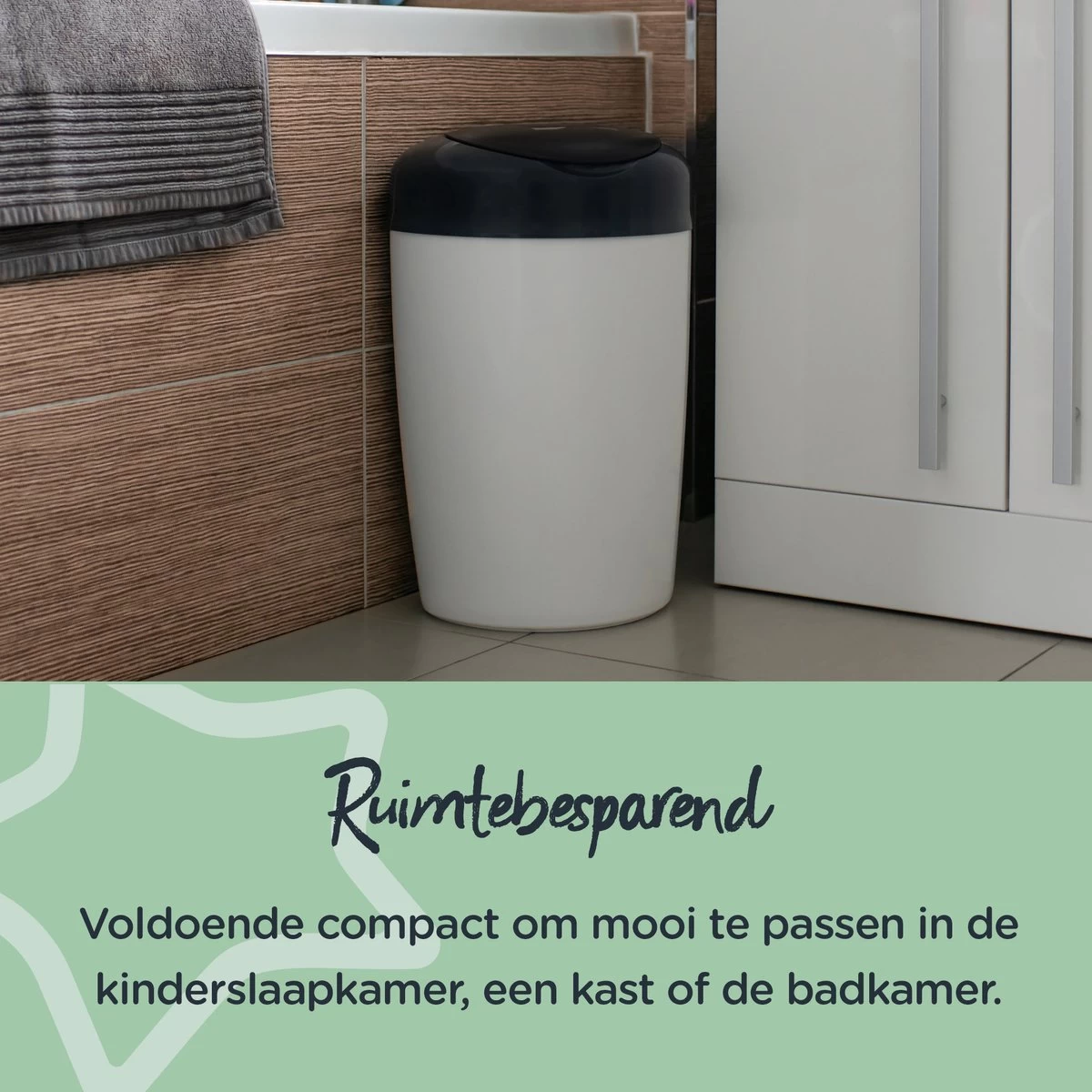 Tommee Tippee Simplee Sangenic Luieremmer, Milieuvriendelijker Systeem, Inclusief 1 Navulcassette Met Duurzaam Geproduceerde Antibacteriële GREENFILM, Grijs - Afbeelding 2