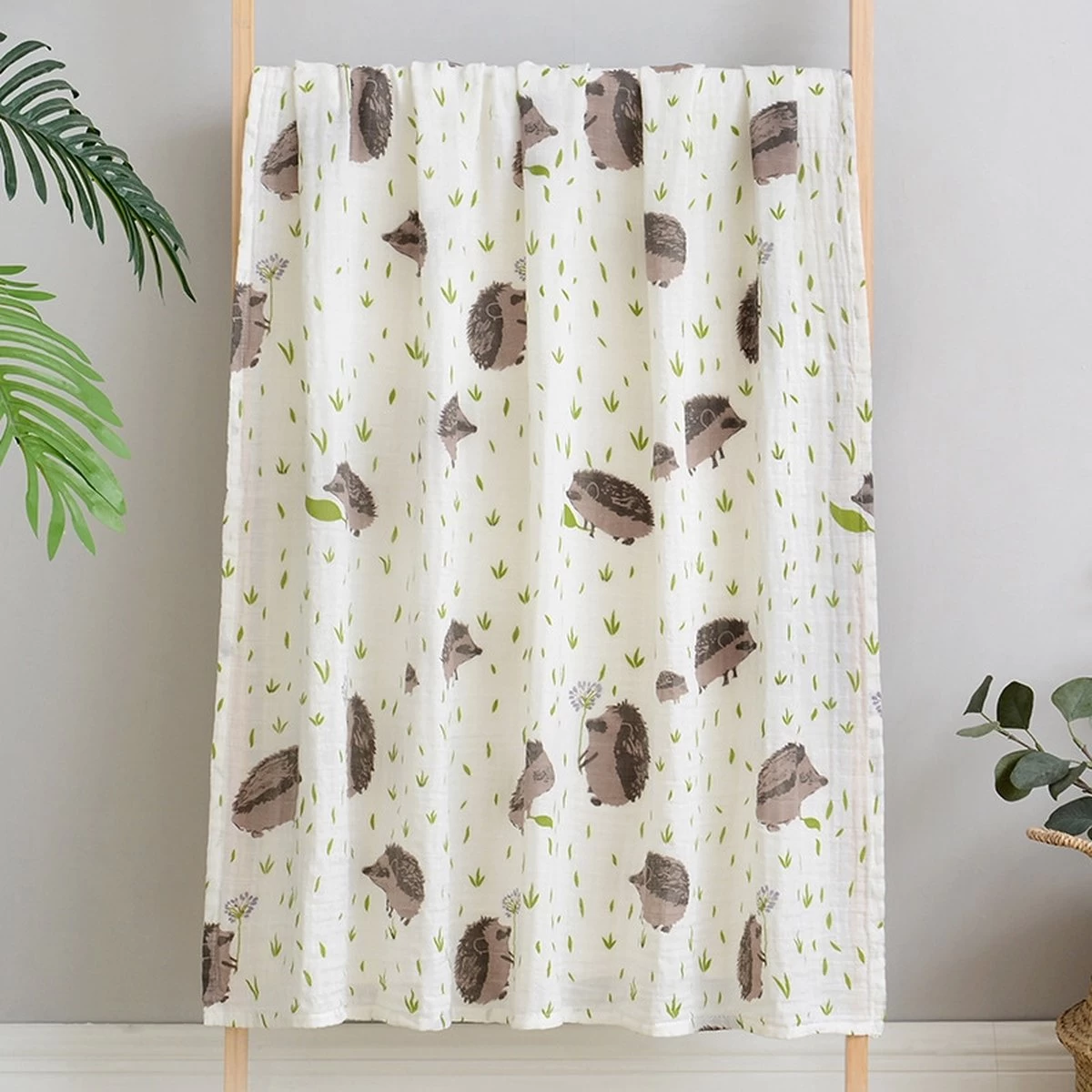 Set Van 2 | Hydrofiele Doeken XL - 120x120 Cm - Inbakerdoek - Egels - Swaddle Doek Groot - Hydrofiele Luier - Afbeelding 5