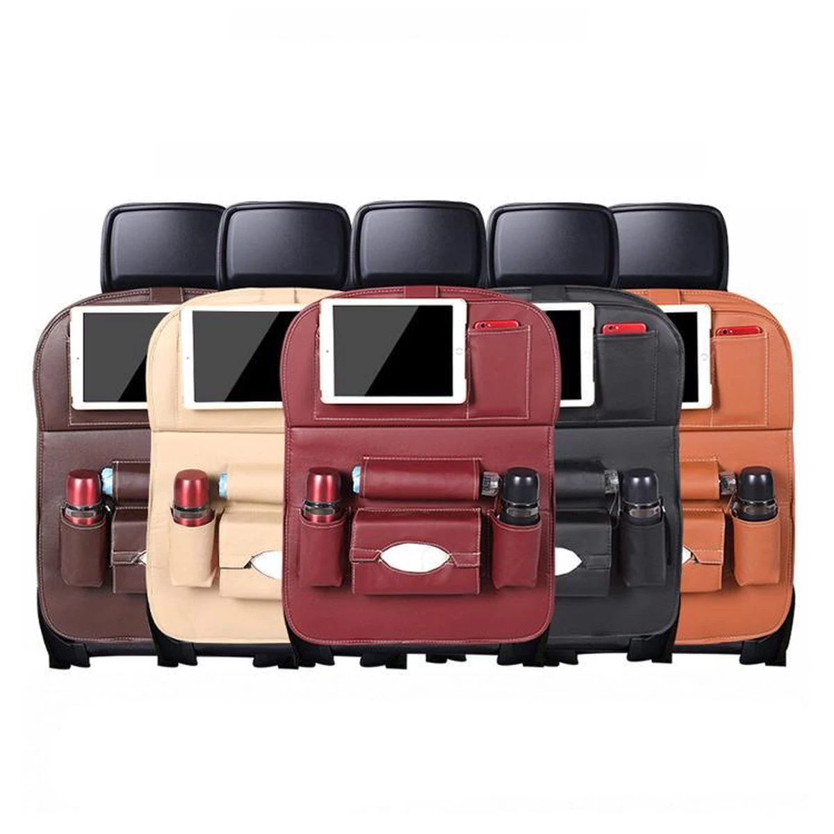 Luxe Auto Organizer Met Tablet Houder Autostoel Organiser Ipadhouder Voor Kinderen – Zwart - Afbeelding 3