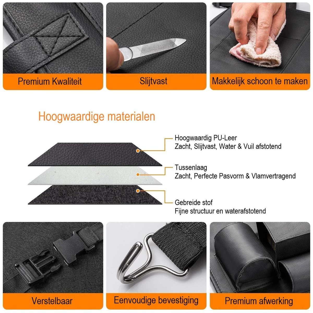 Luxe Auto Organizer Met Tablet Houder Autostoel Organiser Ipadhouder Voor Kinderen – Zwart - Afbeelding 4