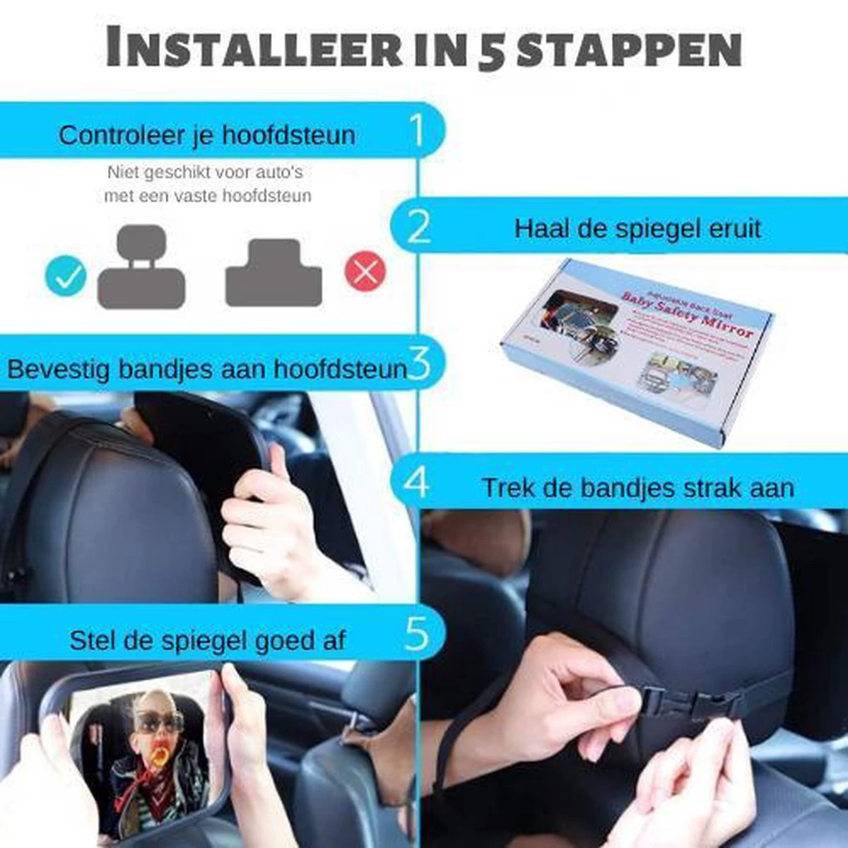 Autospiegel Baby - Maxi Cosi Spiegel - Baby Spiegel Auto - Achteruitkijkspiegel - Veiligheidsspiegel - Afbeelding 4