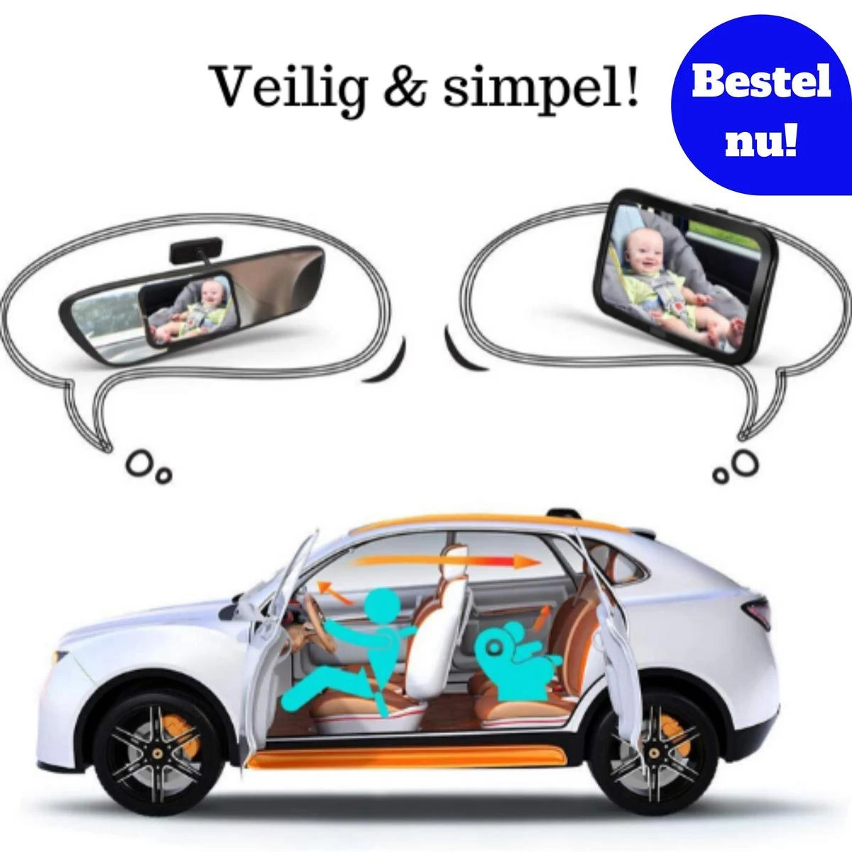Autospiegel Baby - Maxi Cosi Spiegel - Baby Spiegel Auto - Achteruitkijkspiegel - Veiligheidsspiegel - Afbeelding 9