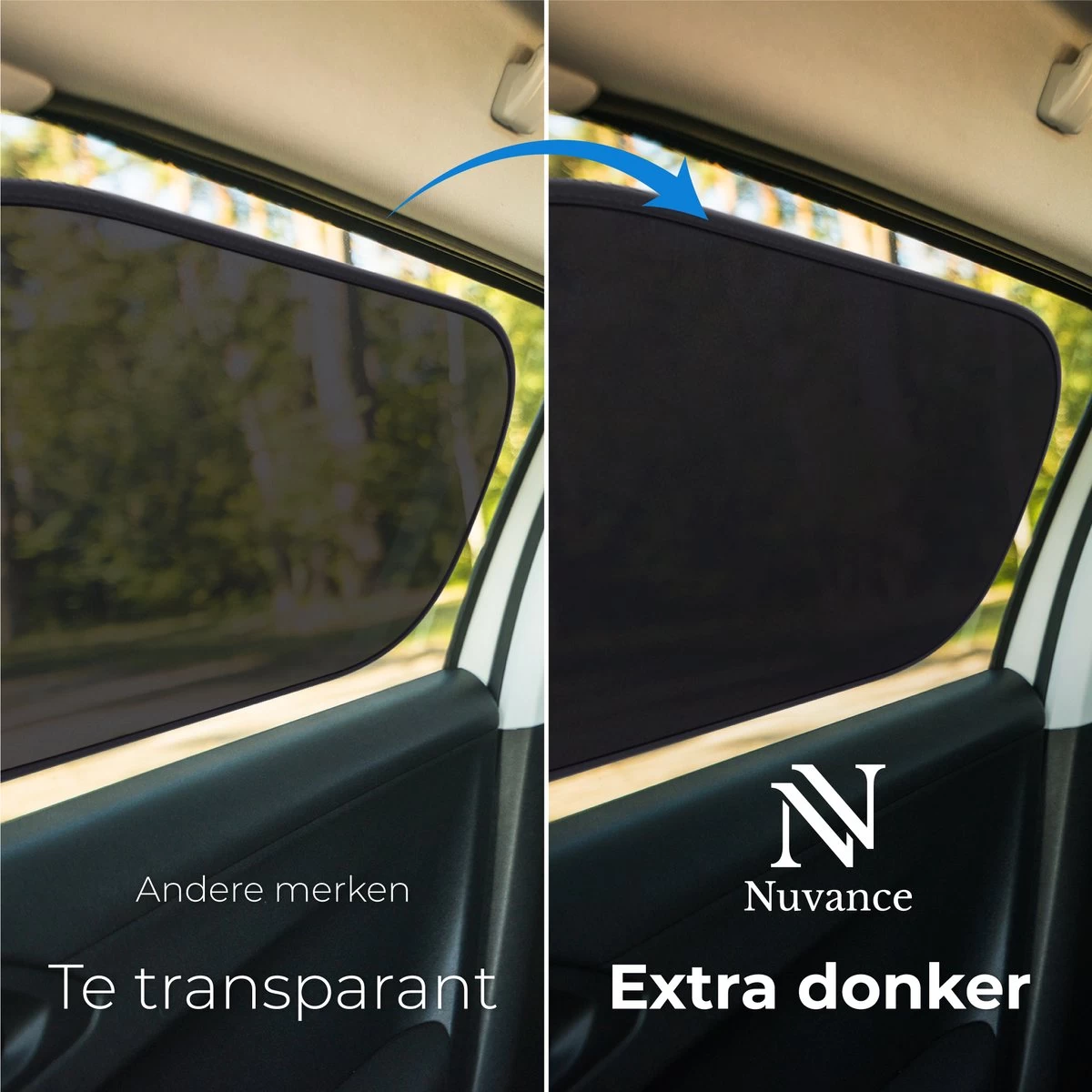 Nuvance - Zonnescherm Auto - 2 Stuks - Met UV Protectie Voor Baby En Kind - Zonwering Zijruiten - Zelfklevend - One Size - Zwart - Afbeelding 4
