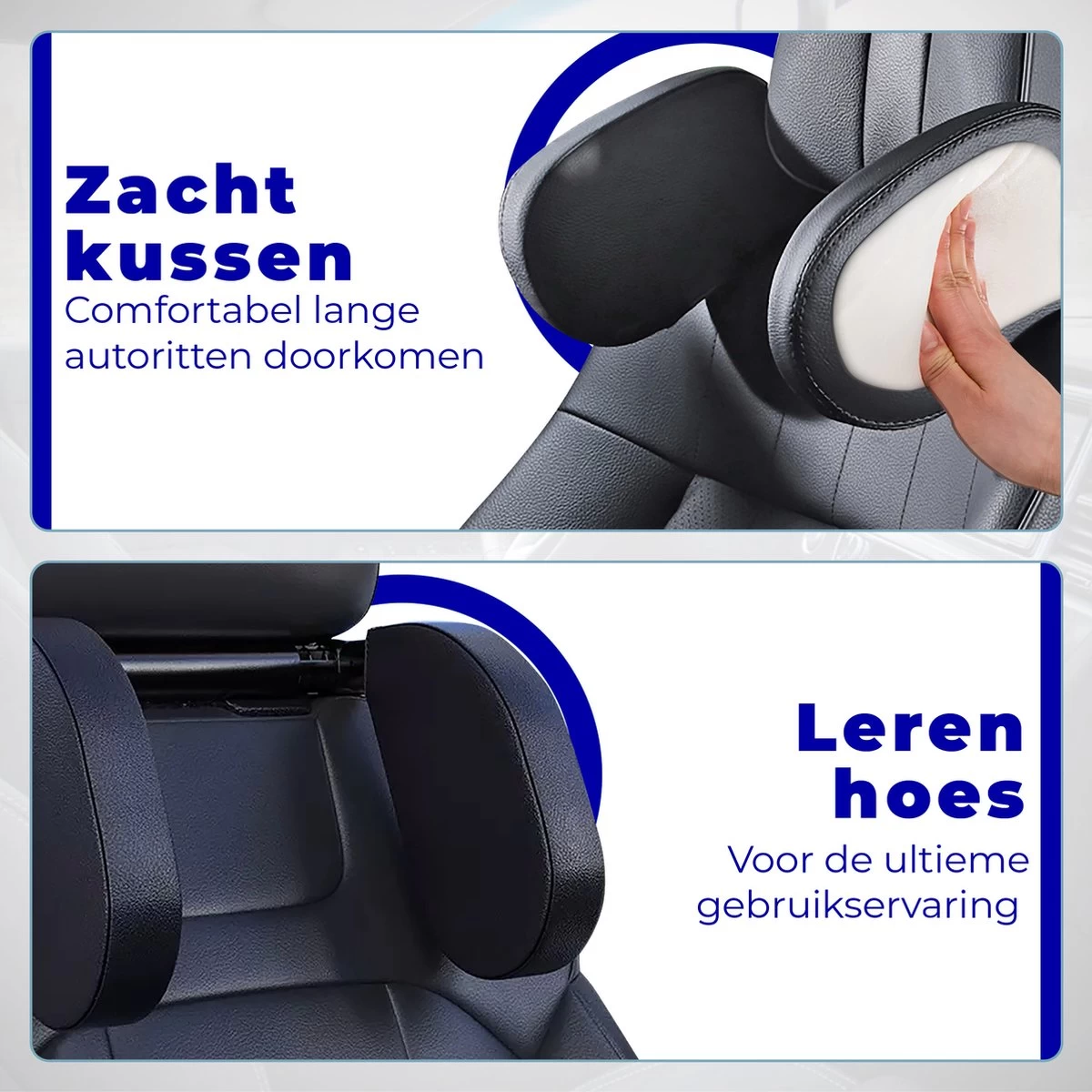 HBRK – Hoofdsteun Auto – Nekkussen – Hoofdkussen Kinderen & Volwassenen – Neksteun – Autokussen – Reiskussen Veiligheid – Verstelbaar – Zwart - Afbeelding 2