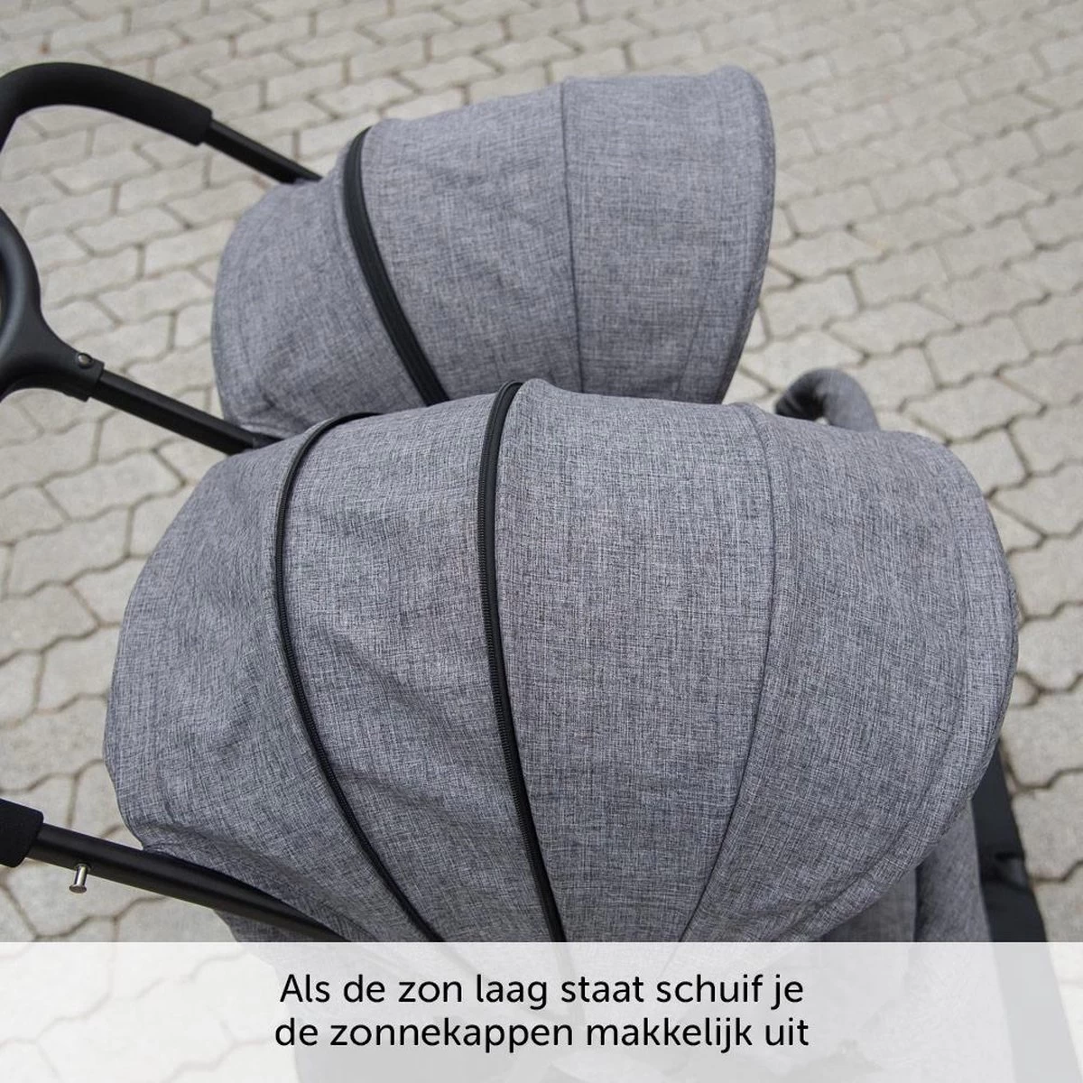 ABC Design Duo Kinderwagen Twin Circle Line - Inclusief Regenhoes - Woven Graphite - Afbeelding 14