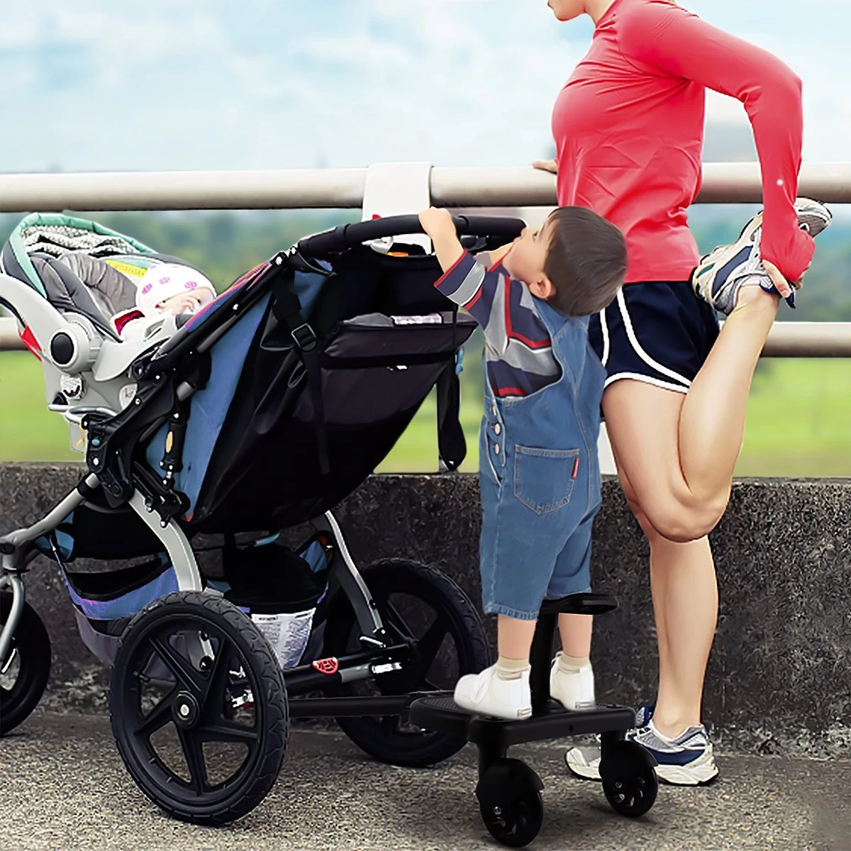 MESC Meerijdplankje Universeel Voor Buggy En Kinderwagen - Meerijdplankje Met Zitje - Afbeelding 2