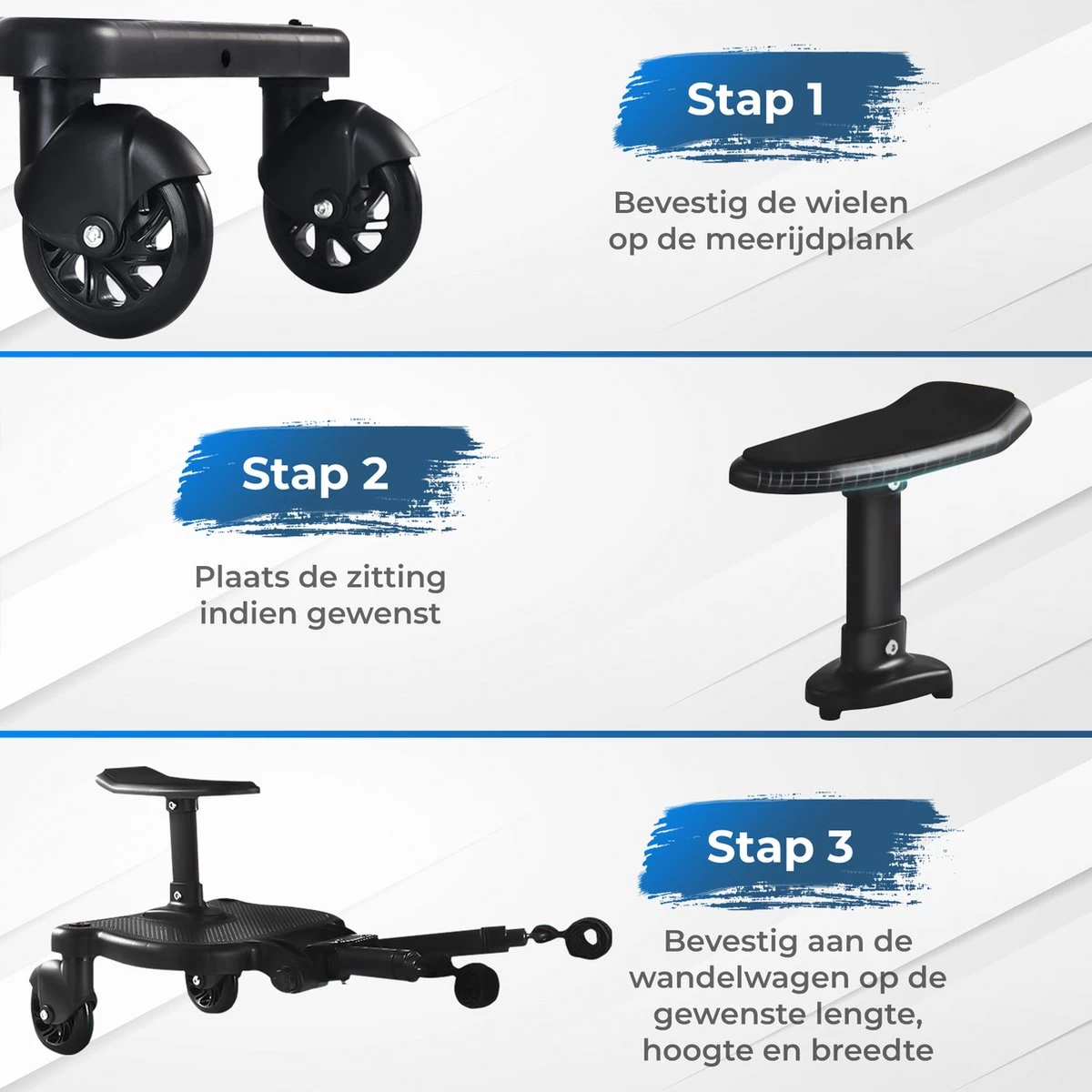 MESC Meerijdplankje Universeel Voor Buggy En Kinderwagen - Meerijdplankje Met Zitje - Afbeelding 9