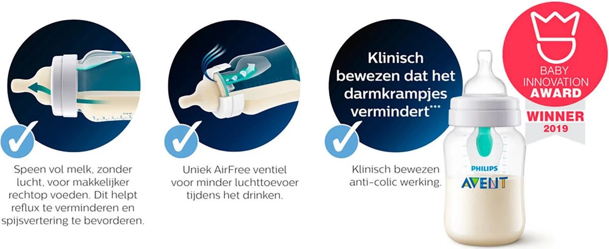 Philips Avent SCD809/01 Anti-Colic Combi Babyfles (125ml) + (260ml) Met AirFree Ventiel - Afbeelding 4