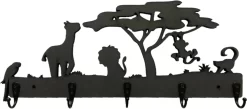 Merkloos Kinderkapstok - Kapstok Kinderen Jungle - Kinderkamer Haakjes - Zwart - Hout - 5 Haken - Met Bevestigingsmateriaal