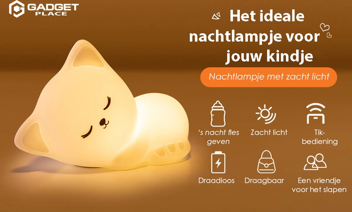Nachtlampje Met 8 Kleuren Voor Kinderen & Baby - Draadloos - Afbeelding 7