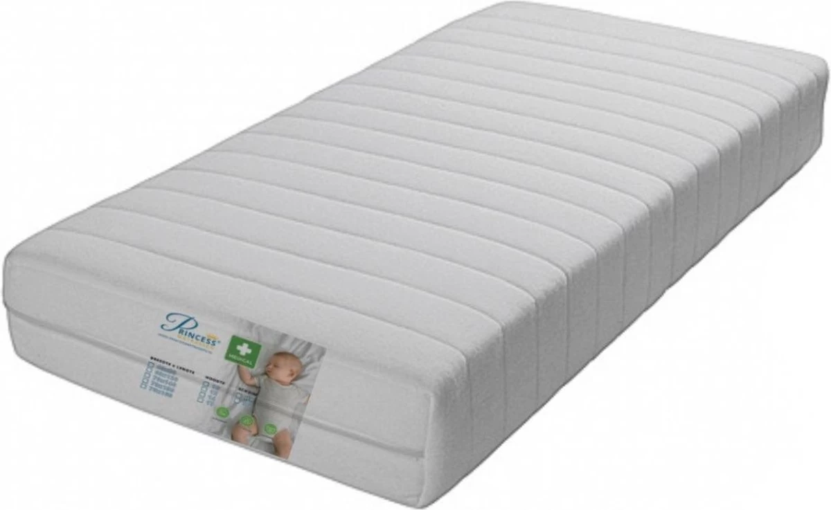 Princess Kindermatras HR40 Koudschuim -70x140 X10-cm - Anti-allergische Wasbare Hoes Met Rits
