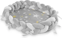 Navaris Babynestje Voor Baby's - Nestje Geweven Met Slaapmatje - Babynestje Met Bedrand Vlecht - Nestje Hoofdbeschermer - Babynestje Geweven