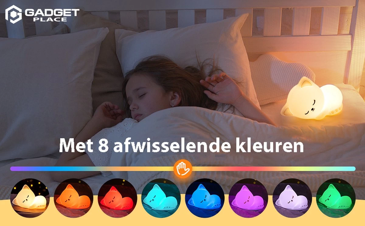 Nachtlampje Met 8 Kleuren Voor Kinderen & Baby - Draadloos - Afbeelding 2