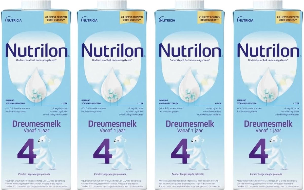 Nutrilon 4 Dreumesmelk Kant & Klaar - Vanaf 1 Jaar - 4 X 1L