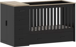 Cabino Combibed / Ledikant Memphis Zwart/Eiken