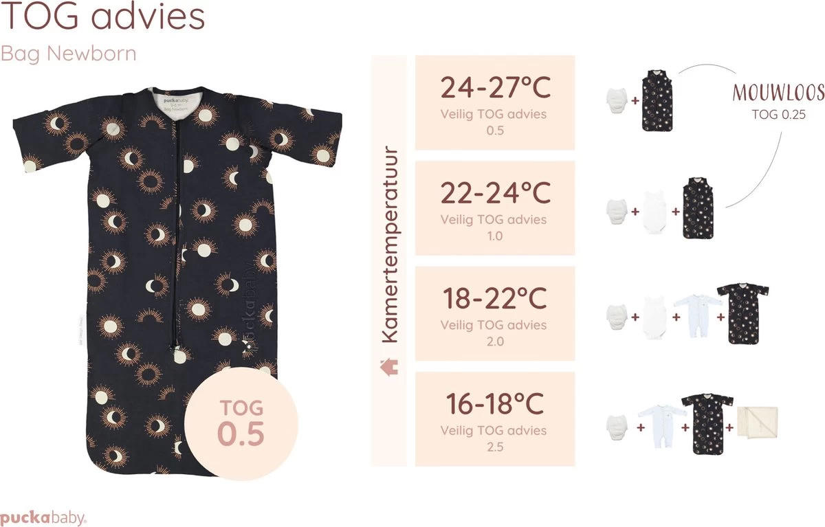 Puckababy Babyslaapzak Bag Newborn 0-6 Maanden - 70 Cm - Alle Seizoenen - Eclipse Night - Afbeelding 7