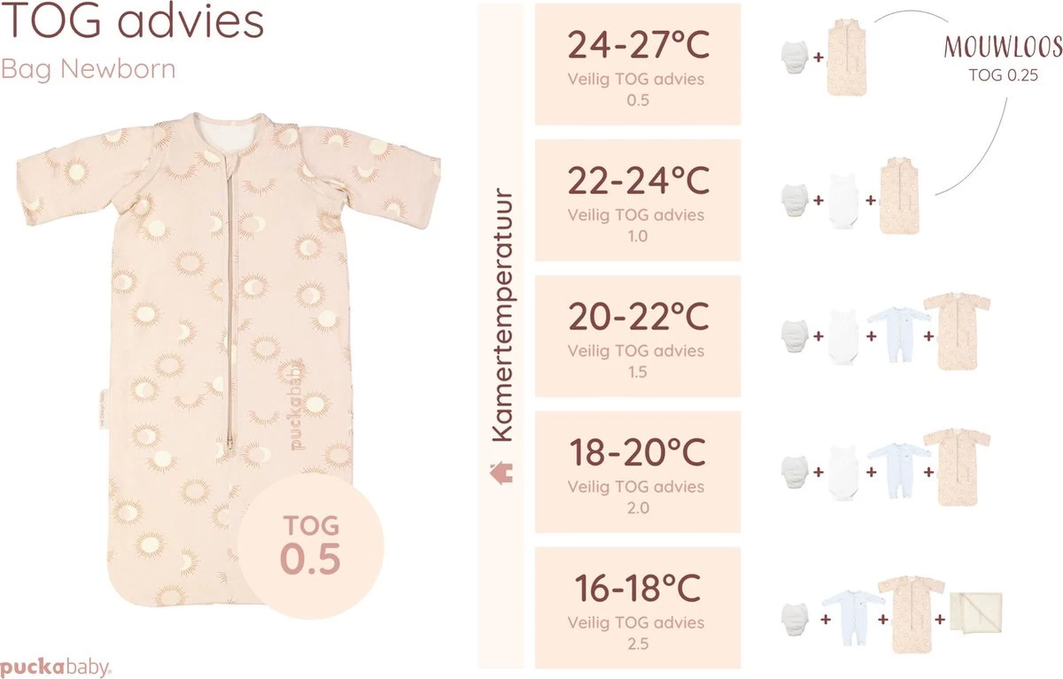 Puckababy Babyslaapzak Bag Newborn 0-6 Maanden - 70 Cm - Alle Seizoenen - Eclipse Powder - Afbeelding 2