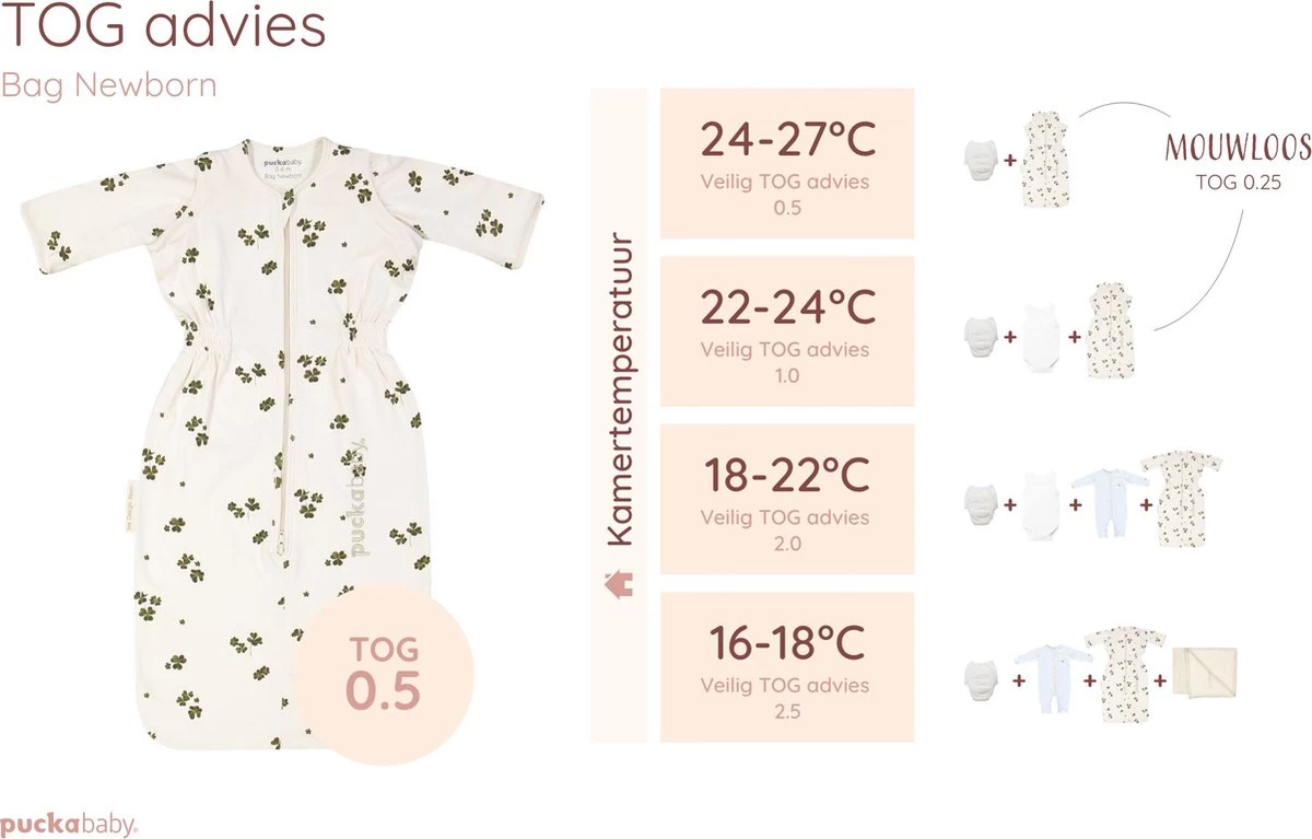 Puckababy Babyslaapzak Bag Newborn 0-6 Maanden - 70 Cm - Alle Seizoenen - Lucky Clover - Afbeelding 4