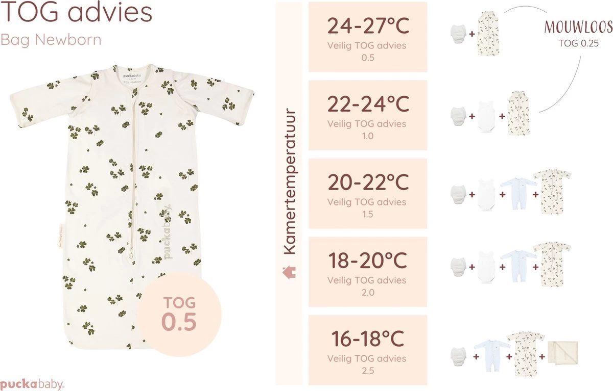 Puckababy Babyslaapzak Bag Newborn 0-6 Maanden - 70 Cm - Alle Seizoenen - Lucky Clover - Afbeelding 5