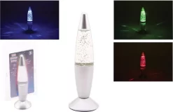 JohnToy Lavalamp Met Glitters - Meerdere Kleuren - 19 Cm Zilver
