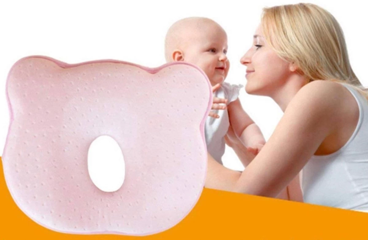 Baby IQ Orthopedisch Baby Hoofdkussen – Traagschuim – Tegen Plat Achterhoofd – Kraamcadeau –Roze – Incl Bandana Slabber - Afbeelding 10