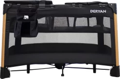 Deryan Luxe Campingbed Compleet - 120x60cm - Bodemverhoger - Verschoonblad - Opbergmand - Zwart