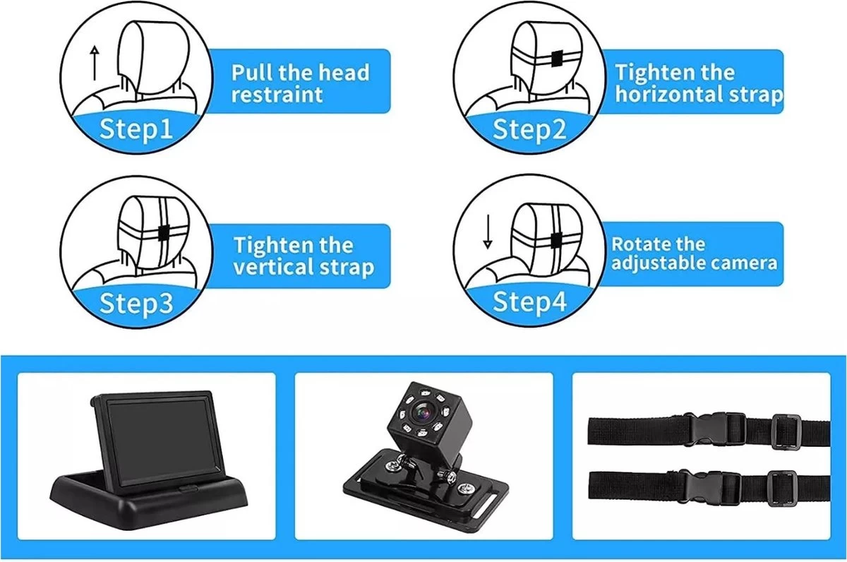Achterbankspiegel Voor Baby/kind - Met 150° Groothoekcamera Voor Groot Gezichtsveld - Achteruitkijkspiegel, Autospiegel - Afbeelding 2