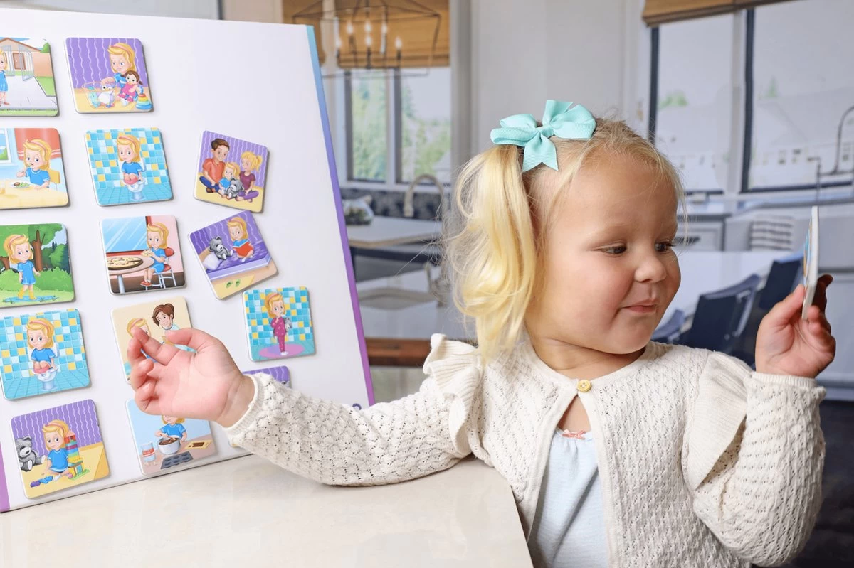 KLUZOO Dagplanner – 72 Magnetische Kaarten Meisje-Pictogrammen Voor Planbord Met Activiteiten En Taken – Zindelijkheidstraining – Beloningssysteem – Montessori Speelgoed - Zindelijkheid - Potjestraining Jongens En Meisje – Dagritme - Planner – Kind - Afbeelding 5