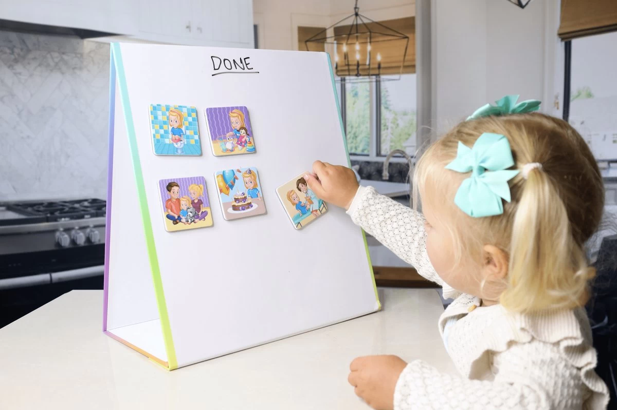 KLUZOO Dagplanner – 72 Magnetische Kaarten Meisje-Pictogrammen Voor Planbord Met Activiteiten En Taken – Zindelijkheidstraining – Beloningssysteem – Montessori Speelgoed - Zindelijkheid - Potjestraining Jongens En Meisje – Dagritme - Planner – Kind - Afbeelding 6