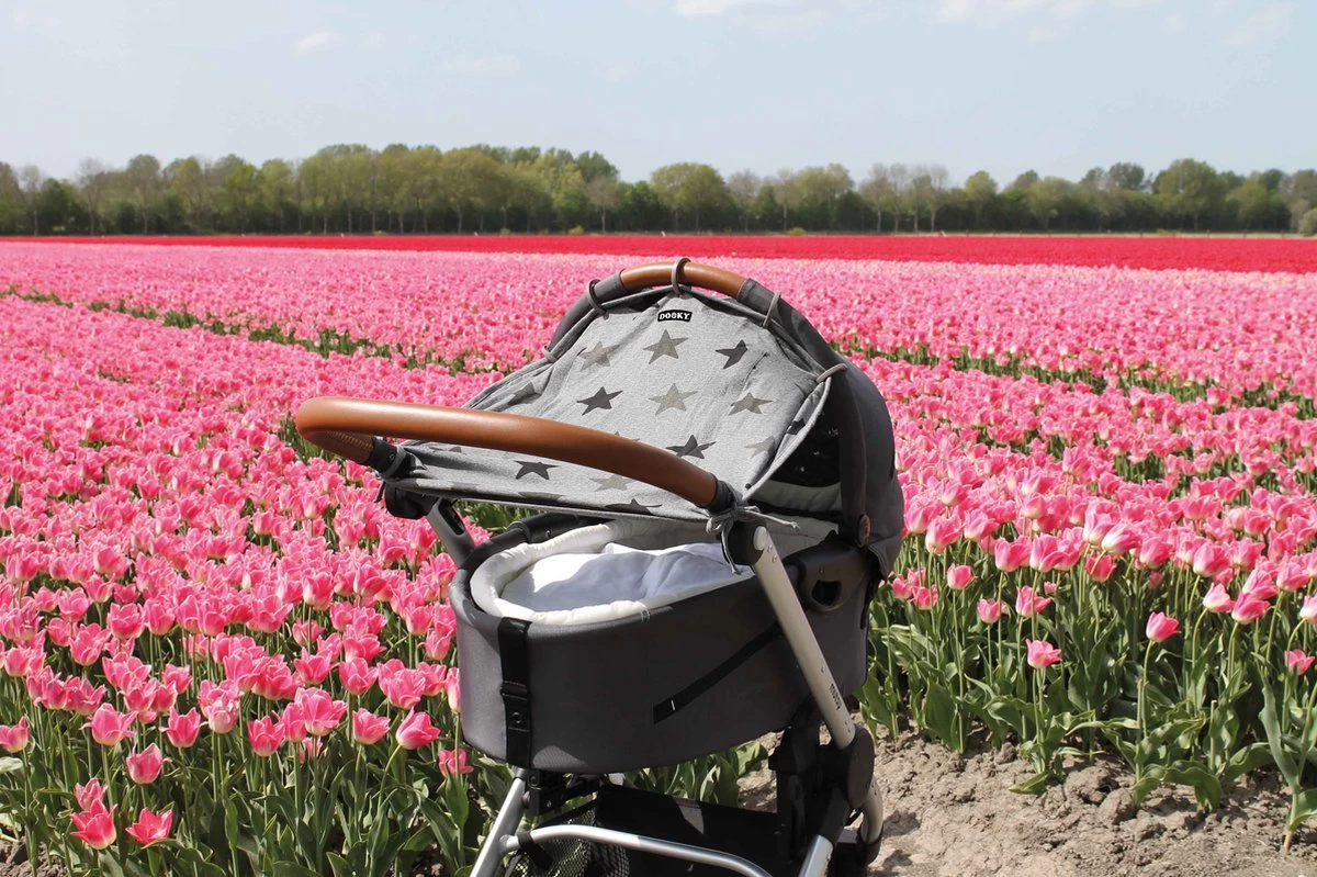 Dooky Universal Cover Zonnescherm Kinderwagen - Grey Stars - Afbeelding 11