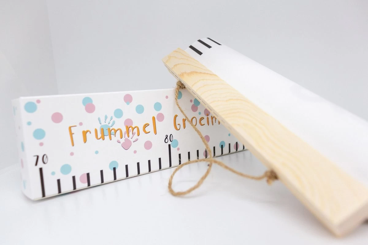 Frummel Groeimeter Hout & Canvas Blanco - Kinderkamer Decoratie | Babykameraccessoires | Wanddecoratie | Kraamcadeau | Kinderkamer Decoratie |Babykamer Accessoires - Afbeelding 6