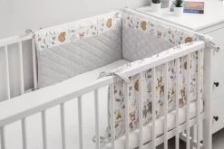 Sensillo Baby Bedbumper - Bedomrander - Anti Stootrand Ledikant - Bed Zijbeschermers - 180x30cm - Grijs Bosdiertjes