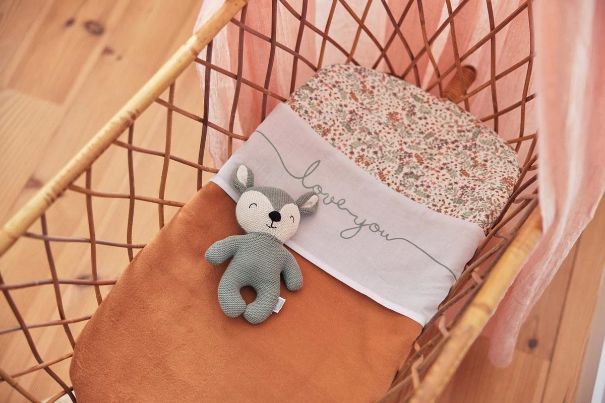 Jollein Baby Laken Wieg 75x100cm Love You - Stone Green - Afbeelding 2