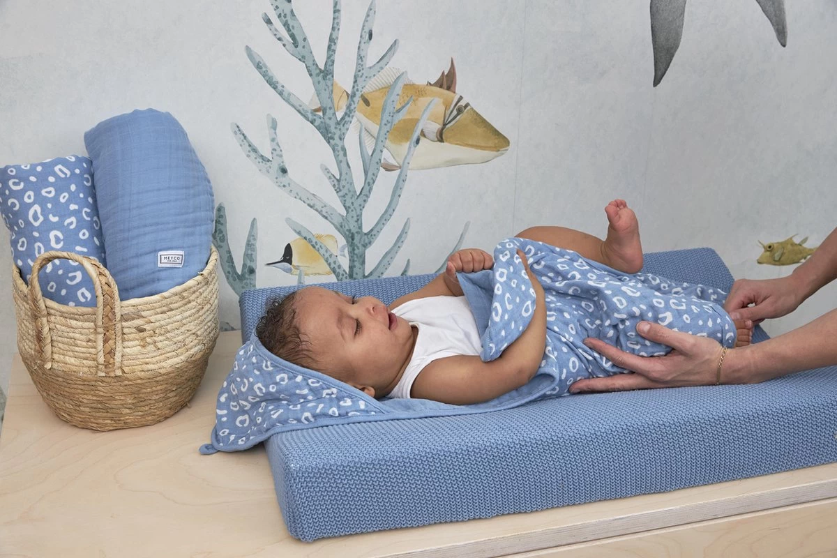 Meyco Biologische Aankleedkussenhoes Mini Relief - Denim - 50x70 Cm - Afbeelding 2